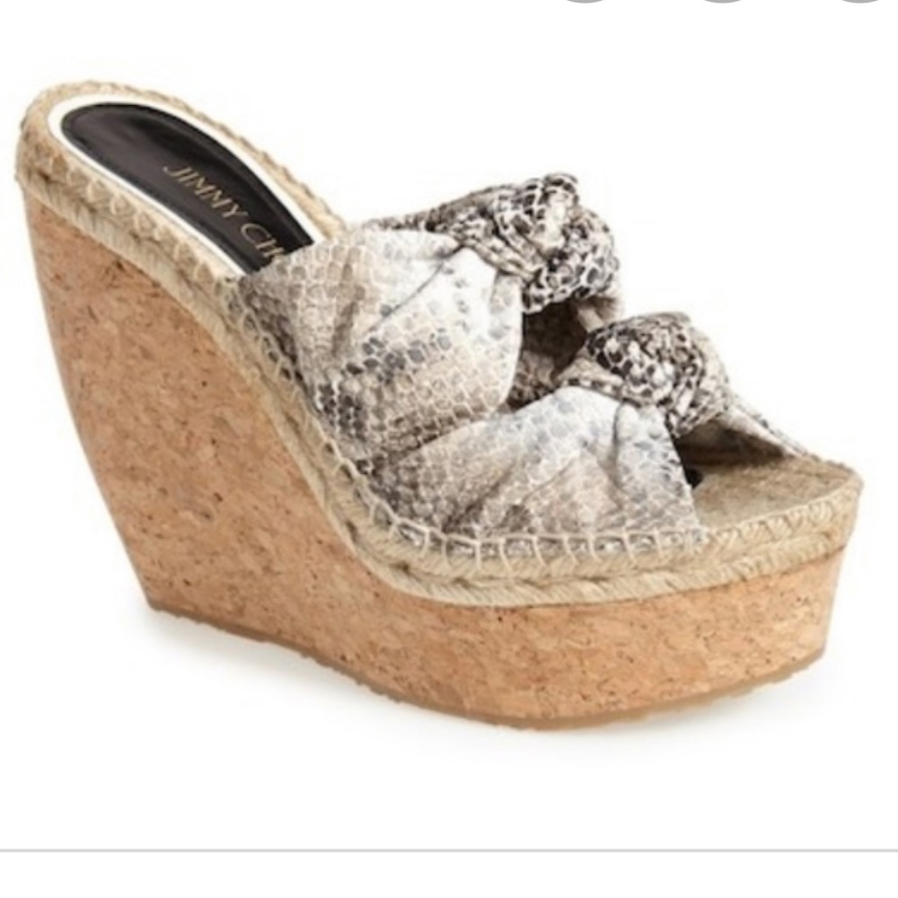 Jimmy Choo New Priory Knotted Snakeskn Mule Sandal